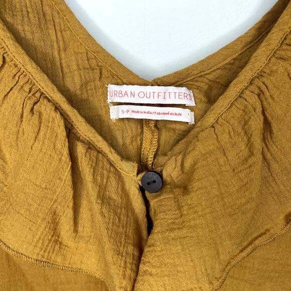 UO Urban Outfitters Ruffle Tie-Front Top Textured Cropped Small Boho Cottage - Picture 4 of 7